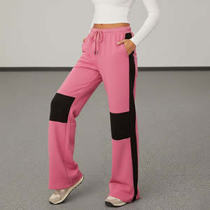 กางเกงวอร์มผ้าฟลีซหนานุ่มสำหรับผู้หญิง ขายส่ง พิมพ์ลายโลโก้แบบ DTF ตามสั่ง ทรงโอเวอร์ไซส์ มีแถบข้าง แต่งสไตล์ฮิปฮอป - Product Image 5