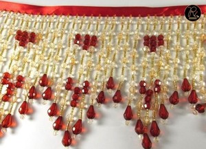 White <b>Beaded</b> Fringe Good Quality Refratex India BF771 Black Made in India Buy Direct From Supplier At Factory Price - Product Image 3