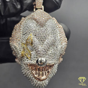 Pendentif de luxe en moissanite et diamant, motif visage d'animal, en argent 925, style rap personnalisé, bijoux - Product Image 2