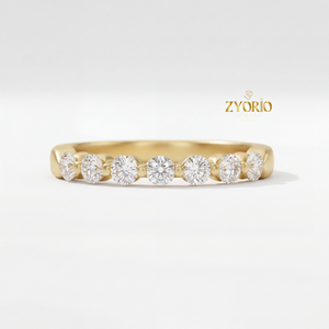 Anillo de Compromiso y Matrimonio de Lujo, Chapado en Plata 925, Acabado Mate, Corte Brillante, Diamante Cultivado en Laboratorio, Siete Piedras - Product Image 6