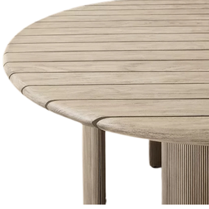 <b>Outdoor</b> Dining <b>Table</b> Solid Teak Modern Oval <b>Table</b> Fluted Pedestal Base Premium <b>Rounded</b> Edge Weather Resistant Luxury Villa - Product Image 4