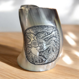 Natural Ox Horn Drinking Cup Hand Carved Viking Pattern Horn Mug for Beer <b>Whiskey</b> Mead Vintage Medieval Bar Decor Gift - Product Image 6
