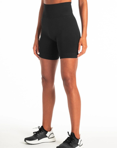 Premium Quality Women's High Waist Solid Knitted Sport Shorts Breathable Elastic Waist Regular Fit <b>Black</b> Low Price 160 g - Product Image 1