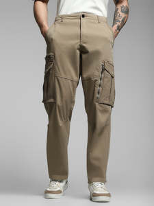 Pantalon cargo tactique pour homme, coupe droite, couleur unie, multi-poches, toile, randonnée en plein air, vêtements de travail, beige, respirant, fermeture à boutons - Product Image 1