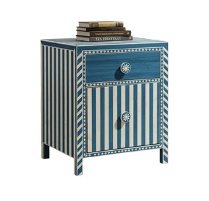 Elegant blue shell bedroom furniture featuring a handcrafted two <b>drawer</b> <b>small</b> storage cabinet structure Capiz nightstand - Product Image 1