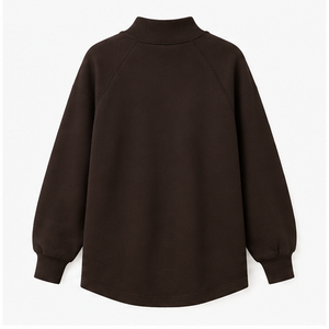 Sudadera Personalizada para Mujer, Color Marrón Oscuro, Cuello Alto, Corte Asimétrico, Modelo WSS-0048 - Product Image 2