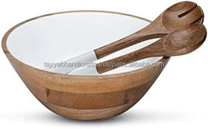 Meilleur saladier de service en bois avec style fantaisie et utilisation de la meilleure qualité pour la vaisselle d'Inde - Product Image 4