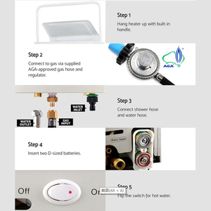 سخان مياه غاز فوري عالي الجودة سعة 6 لتر، قائم بذاته، مصنوع من الفولاذ المقاوم للصدأ مع مبادل حراري نحاسي، يعمل بالبطارية وبالغاز الطبيعي للاستخدام الخارجي - Product Image 4
