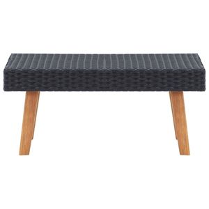 Tavolino da Caffè in Rattan PE Nero con Acciaio Verniciato a Polvere e Legno di Eucalipto per Uso Esterno - Product Image 2