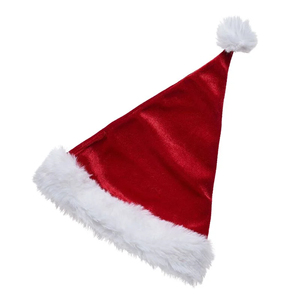Chapeau de Noël du Père Noël, chapeau de fête du Père Noël en peluche légère avec bordure en fourrure blanche et pompon pour les fêtes - Product Image 3