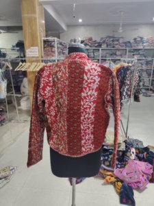 Cardigan ouvert pour femme à imprimé floral, style bohème, manches longues, vêtement d'extérieur décontracté, tissu polyester rouge, poche plaquée, CADEAU - Product Image 6