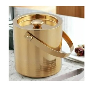 Seau à glace en acier inoxydable plaqué argent au design exclusif avec pinces, bac à glace pour boissons froides, vin, fêtes, et pinces à glace - Product Image 5