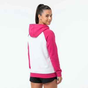 Sweat-shirt à capuche en polaire rose et blanc pour femme, manches longues, logo sur le devant, poches, coupe classique, vêtement d'automne - Product Image 2
