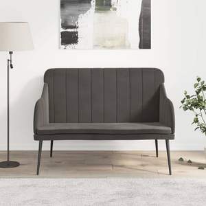 Banc en métal avec tissu en velours gris foncé, contreplaqué moyen pour canapés de salon - Product Image 1
