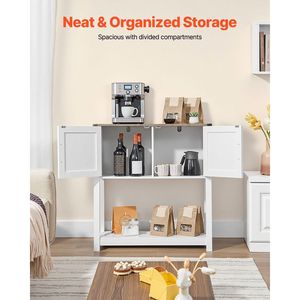 Mueble de Bar para Café de 3 Niveles Estilo Rústico, 31.5 x 13.8 x 34.6 Pulgadas, Puertas Magnéticas - Product Image 5