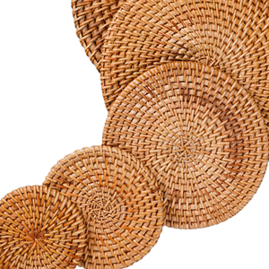 จานหวายธรรมชาติ งานแฮนด์เมด ลายดอกไม้คลาสสิก ของตกแต่งบ้าน ยี่ห้อ TUYET DUNG ผลิตในเวียดนาม - Product Image 2