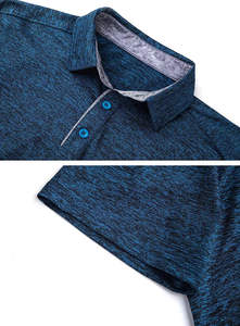 Men's <b>Blue</b> Short Sleeve <b>Polo</b> <b>Shirt</b> Knitted Breathable Solid Color Regular Fit Button Design Casual Style - Product Image 5