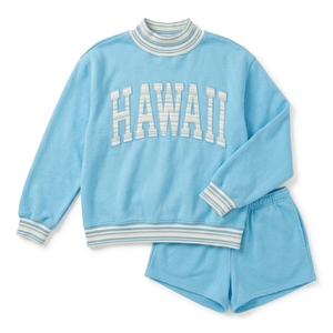 Ensemble court oversize pour femme avec col montant, sweat-shirt et short personnalisés, qualité supérieure, coupe ample tendance, style streetwear - Product Image 1