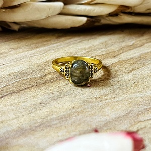 Hot Selling <b>Dainty</b> Solitaire Labradorite <b>Ring</b> Boho Brass <b>Rings</b> for Women 18k Gold Plated Minimal Crown <b>Ring</b> Wholesale/OEM/ODM - Product Image 5