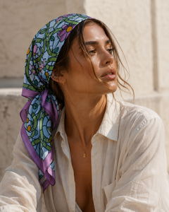 Pañuelo de Seda Cuadrado con Estampado Personalizado, Chal Floral Geométrico para Mujer, Accesorio de Invierno con Impresión Digital - Product Image 4
