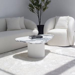 Table basse triangulaire en marbre Arabescato Vandana Zenova Zentrix avec 3 options de couleur de base - Product Image 6