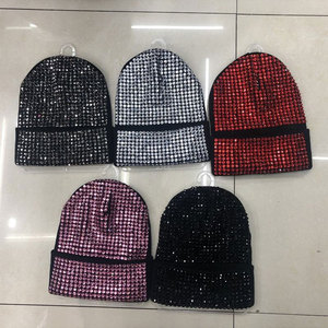 Rhinestone Beanie Hat VIENNA INDUSTRY Unisex Winter Warm Wool Blend Knit Black Silver <b>Red</b> Pink Colorful Sparkle Crystal - Product Image 6
