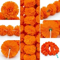 Karangan Bunga Marigold Plastik Panjang Buatan Tangan untuk Hari Valentine, Diwali, Pooja India, Pesta Pernikahan, Hari Ibu