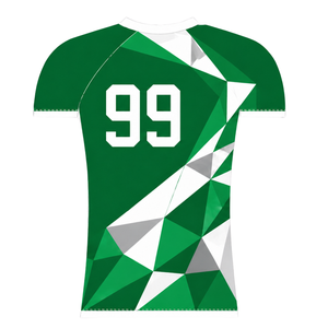 Maillot de compression athlétique à manches courtes vert et blanc, col ras du cou, motif géométrique, pour entraînement de performance et sports nautiques - Product Image 2