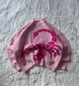 Top Quality Womens Oversized Pink Knitted <b>Sweater</b> Graphic Heavy Knitwear <b>Crewneck</b> Streetwear - Product Image 1