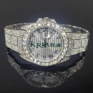 Часы Moissanite Premium из нержавеющей стали с серебряным покрытием и бриллиантами: модный аксессуар с настоящими бриллиантами и прочной конструкцией - Product Image 5
