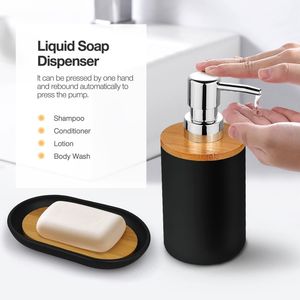 Set di Accessori per Bagno in Plastica e Bambù, 6 Pezzi, Set Portaspazzolino Salvaspazio per Piccoli Ambienti - Product Image 4