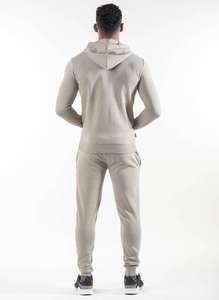 Conjunto Deportivo con Capucha para Hombre, Color Beige, Sudadera con Cremallera y Mangas Largas, con Bolsillos Laterales, Estilo Casual para Otoño, Corte Regular - Product Image 2