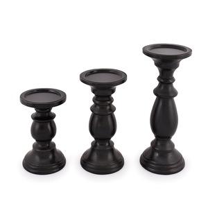 Porte-bougie en bois noir, rond, pour bougies votives et pilier, décoration d'intérieur, centre de table - Product Image 5