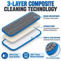 Lingettes de rechange lavables en microfibre pour balai plat, usage humide et sec, pour le nettoyage des sols en bois dur et carrelés