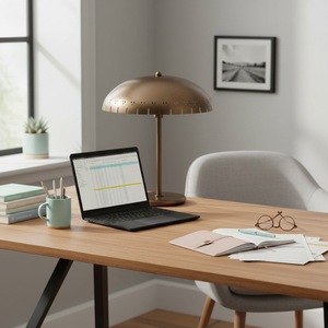 High End Brass <b>Table</b> <b>Lamp</b> with Heavy Round <b>Base</b> for Luxury Nightstand Lighting - Product Image 4