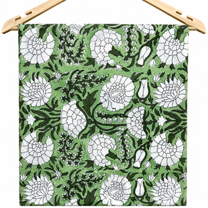 Premium <b>Green</b> Floral Cotton Fabric Hand Block Printed Textile for Garments Home Furnishing and Crafts <b>Green</b> Floral Hand Block - Product Image 1