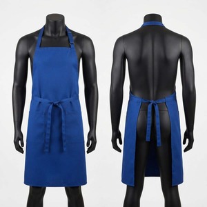 Tablier de Chef en Toile de Coton Mélangé Premium 240 GSM Bleu Royal Broderie Logo Personnalisé Bretelles Ajustables Manches Courtes Durable - Product Image 1