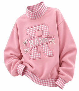 Sweat-shirt oversize à col montant pour femme, logo personnalisé brodé, imprimé, en molleton de coton, streetwear décontracté d'hiver, pull-over - Product Image 3
