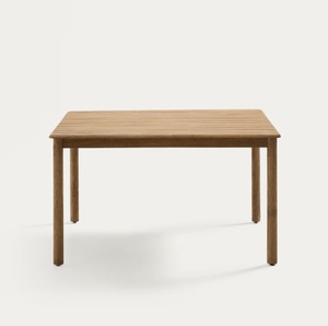 Scandinavian Style Solid Teak Dining <b>Table</b> – Clean Line Wooden <b>Table</b> with Slatted Top for Dining Room, <b>Patio</b> & Resort Use - Product Image 1