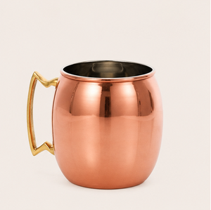 Ensemble de tasses à Moscow Mule en cuivre pur, forme de baril, avec poignée en laiton, vaisselle de bar haut de gamme pour cocktails, logo personnalisable - Product Image 2