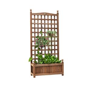 Jardinera elevada de madera con enrejado para exterior, caja de plantación vertical para flores con paneles de celosía y jardinera para patio - Product Image 1