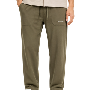 <b>Men's</b> Lightweight Casual Trousers Relaxed Straight Leg Drawstring Elastic Waist <b>Pants</b> with Side Pockets <b>for</b> Everyday <b>Lounge</b> Wear - Product Image 1