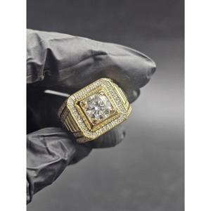 Luxury Hip Hop Square Center Stone <b>Ring</b> <b>925</b> <b>Silver</b> 14K Yellow Gold Plated Bling Statement Fashion Jewelry for Men <b>Ring</b> - Product Image 1