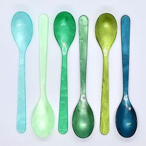 Ensemble de cuillères en résine colorées, forme ronde légère, pour un usage quotidien, artisanat en résine - Product Image 3