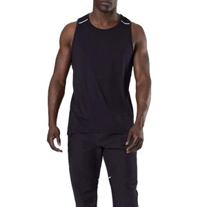 Men's Black Knitted Tank Top O-Neck Sleeveless Solid Sporty Breathable Vest - Product Image 2