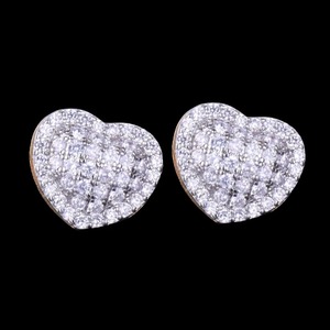 1.50 Carat Natural Stone Heart-Cut Channel Set <b>Stud</b> Earrings Freshwater Pearl 18K Yellow Gold Plated Luxury Jewelry (IGI - Product Image 2