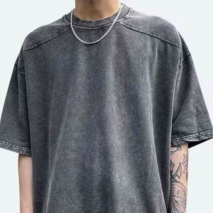 T-shirts vierges délavés à l'acide de haute qualité, coupe oversize à épaules tombantes pour hommes - Product Image 3