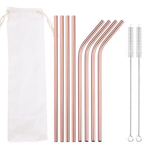 Eco Friendly 304 Stainless Steel <b>Reusable</b> Drinking <b>Straw</b> Set with 2 Cleaning Brushes Portable and Durable - Product Image 3