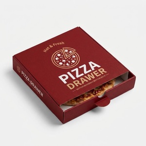 Custom Recycled Materials Slice Slide Drawer Pizza Paper <b>Box</b> Logo Takeout Rectangle Slide Open Slice Pizza Carton - Product Image 4