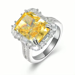 Luxury 925 Silver Cluster <b>Ring</b> for Women Yellow <b>Cubic</b> <b>Zirconia</b> & Rhodium & Rose <b>Gold</b> Plated Vintage Style Fashion Jewelry - Product Image 1